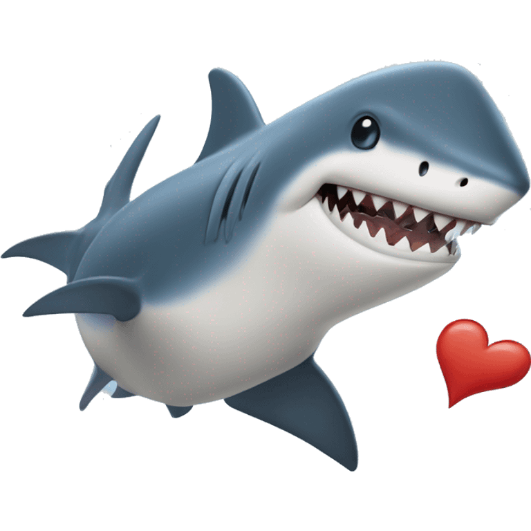 Une requin et un dauphin sans aileron avec un coeur entre les deux emoji