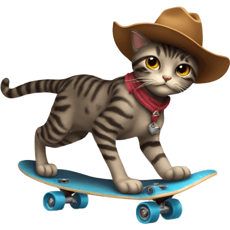 a cool cowboy cat on skateboard emoji