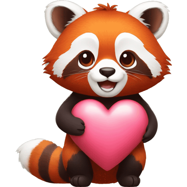 Red panda holding a heart in his hand emoji