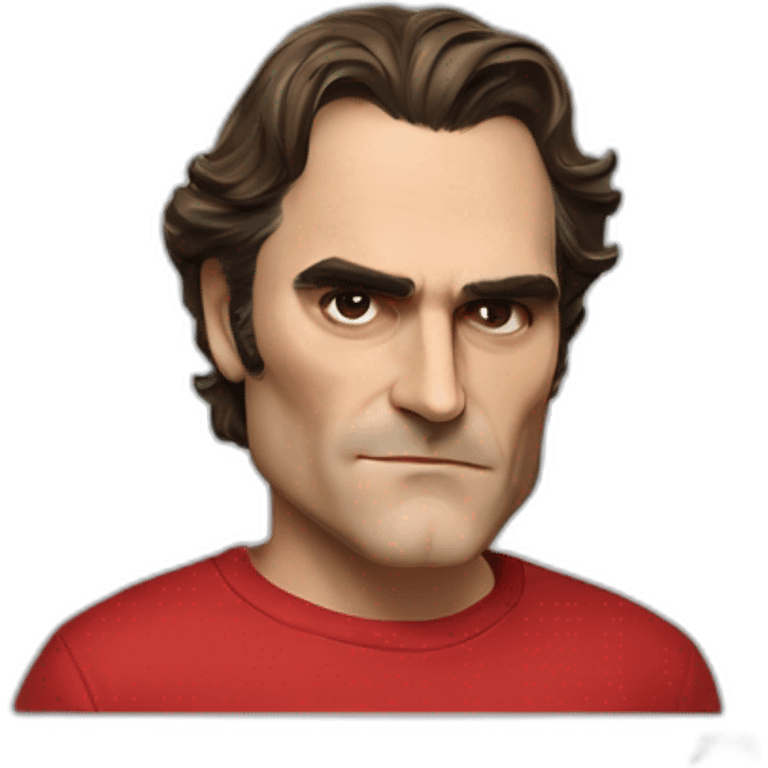 joaquin phoenix with red t-shirt with text "nenno" emoji