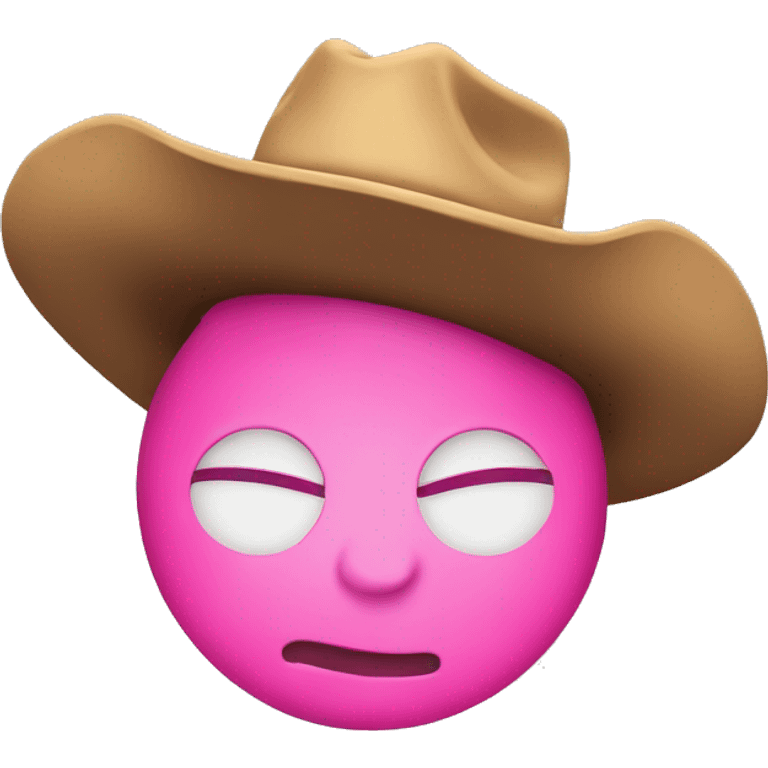 sighing emoji with cowboy hat and a pink ow on the cowboy hat emoji