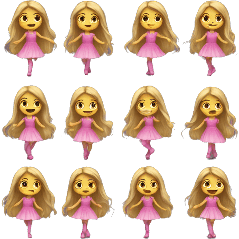 A little girl with long hair and dancing emoji