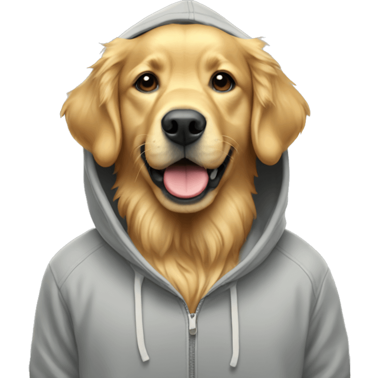 Golden retriever wearing hoodie emoji