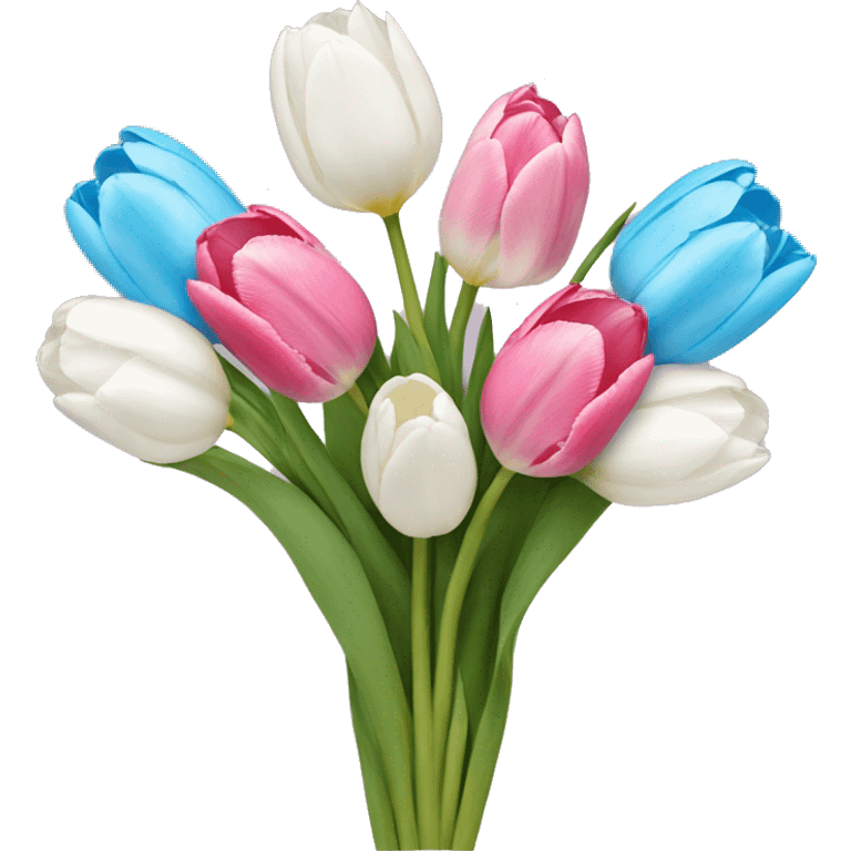 Light blue and pink and white tulips in a bouquet emoji