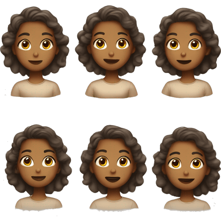 6 different emotes with a light brown girl with a stars and clouds theme emoji