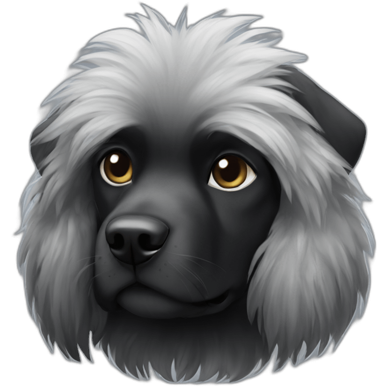 Black griffon dog with some white hairs emoji