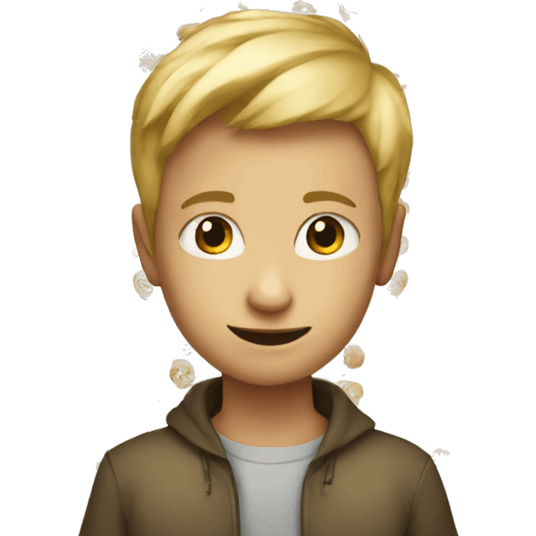 Blonde boy with little red fox emoji