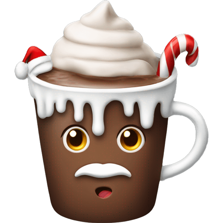 Cute Hot chocolate wearing Santa hat emoji