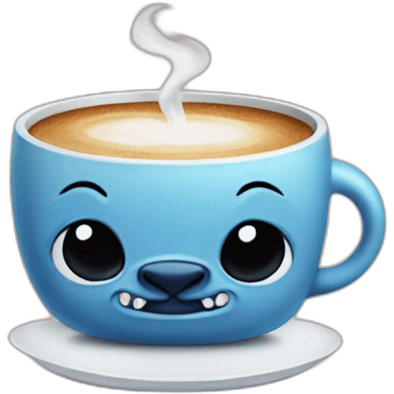 Cute Stich drinking coffee emoji