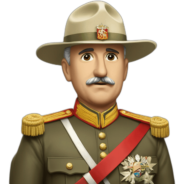 General Francisco Franco saludando, con el valle de los caidos de fondo emoji