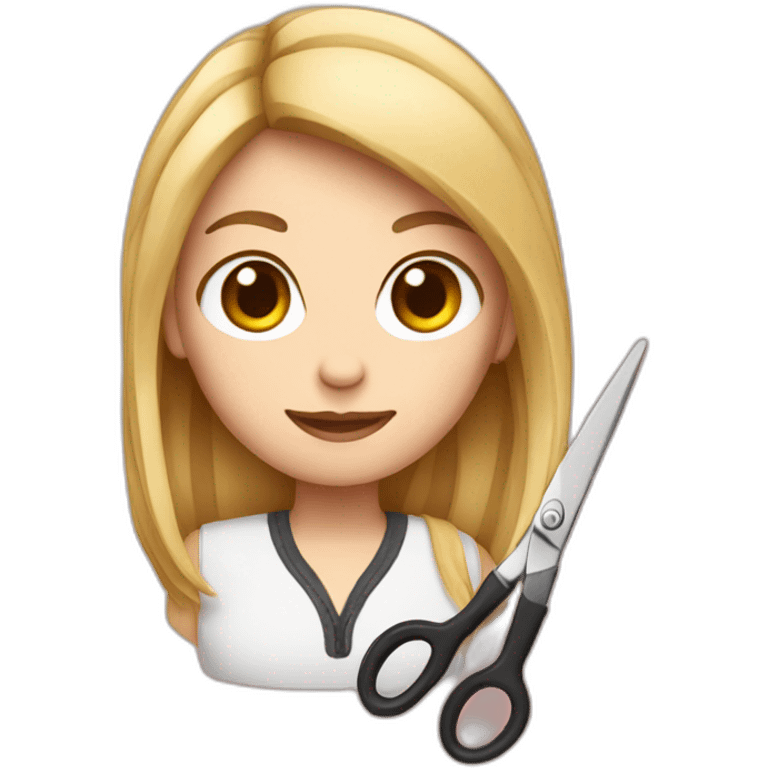 white girl with scissors emoji