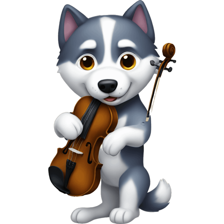 husky with a violin  emoji