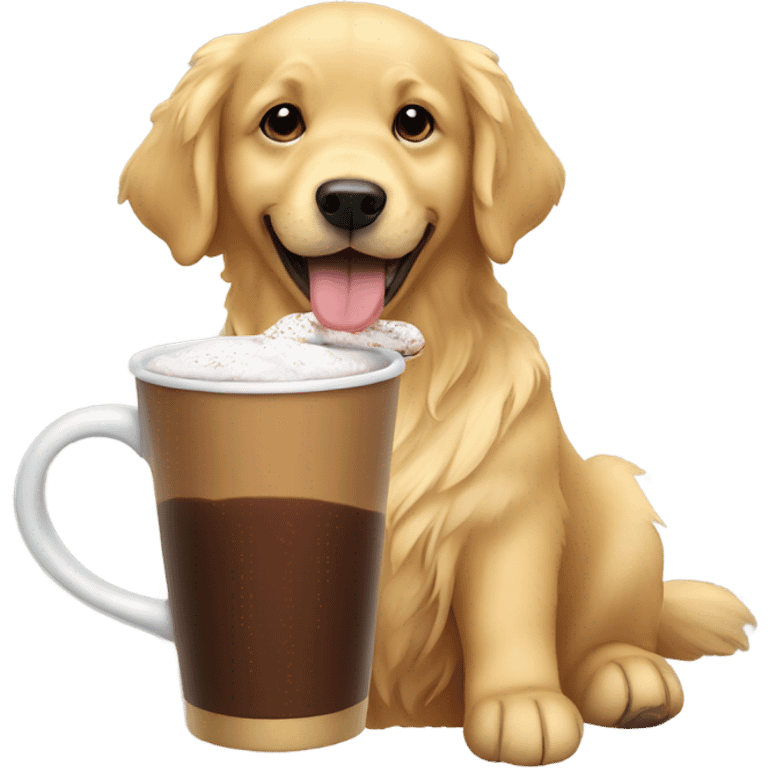 Golden retriever drinking cocoa emoji