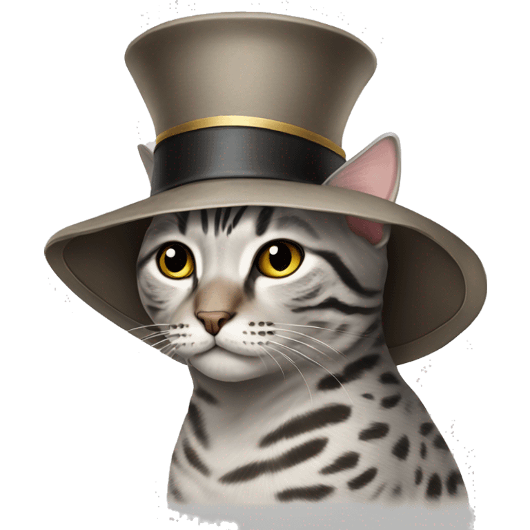 Cat breed Egyptian Mau in a hat emoji