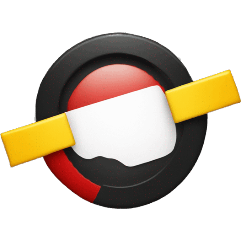 a black and red rectangle with a medium-sized yellow circle in the middle emoji