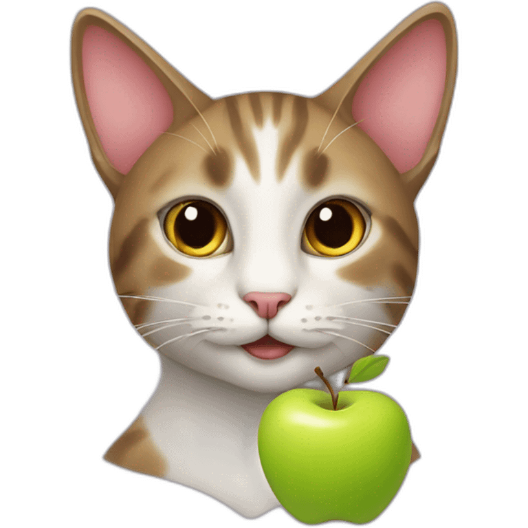 Cat with apple emoji