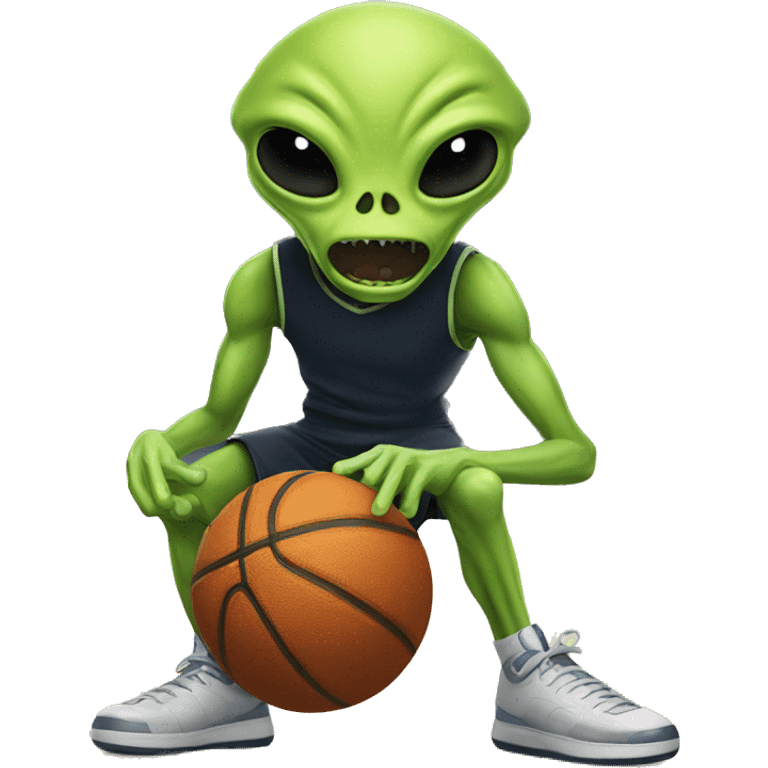 Alien playing basketball emoji