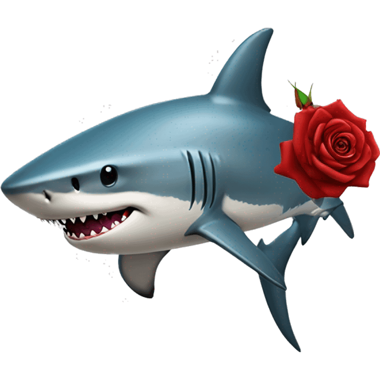 Shark with a top hat and rose emoji