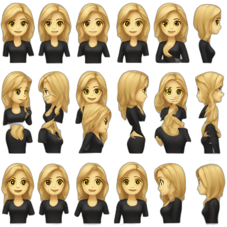 woman it developer, blonde medium hair no glasses, black outfit emoji