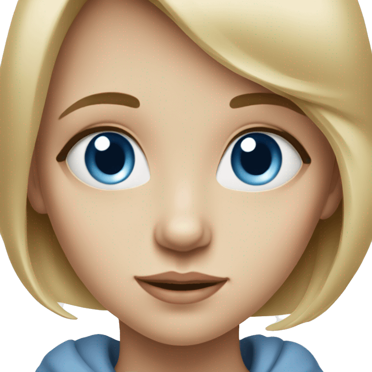 realistic portrait of girl with blue eyes emoji