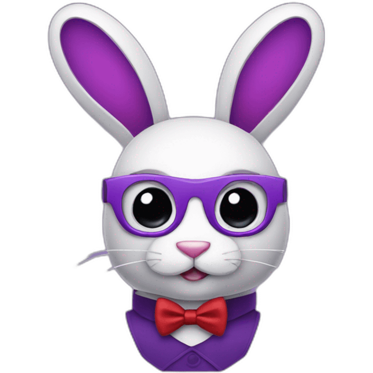 purple robbot bunny with a red bowtie emoji