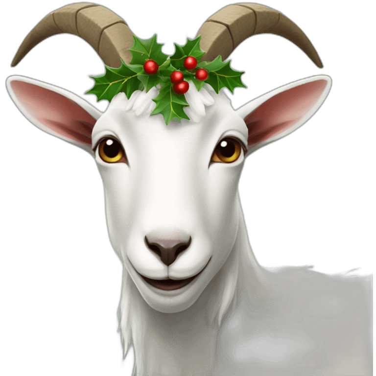 Goat with a Christmas garland emoji