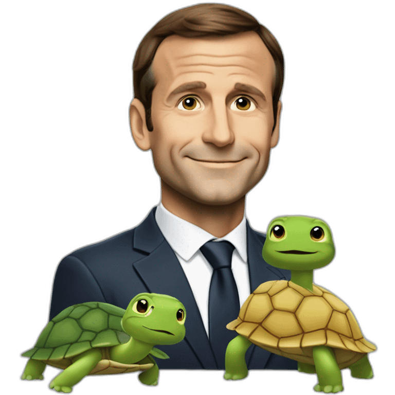 Macron sur une tortue emoji