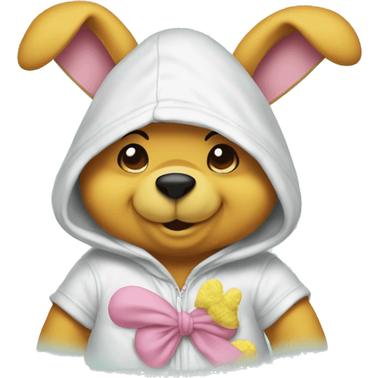 winnie the pooh dressed in easter bunny hoodie emoji