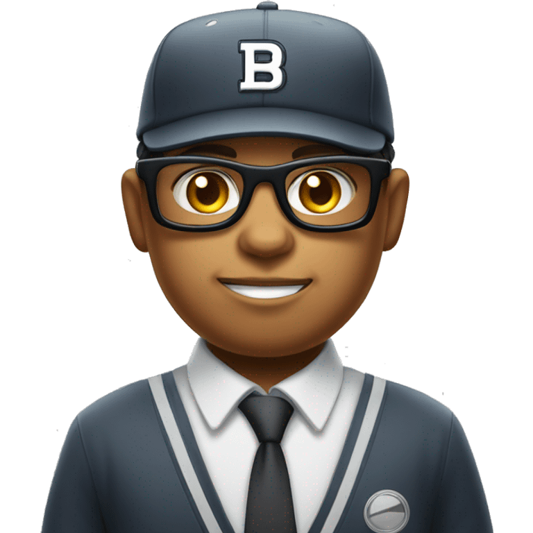 Mulatto umpire confident business young adult cat pfp with smart glasses With a serious face emoji