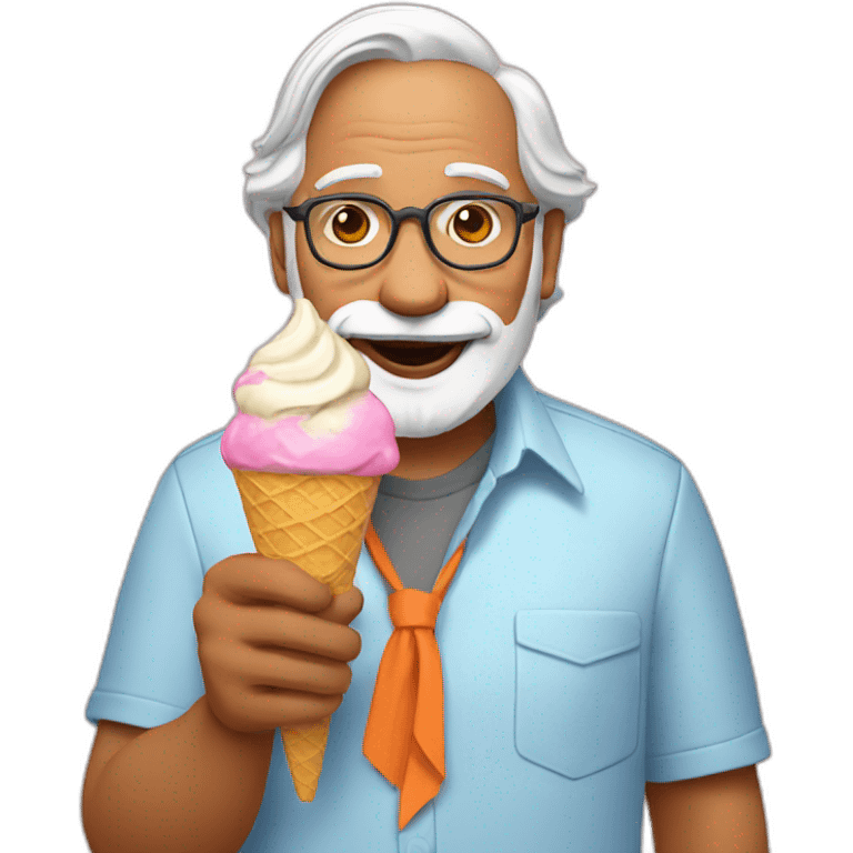 Modi eating ice cream emoji