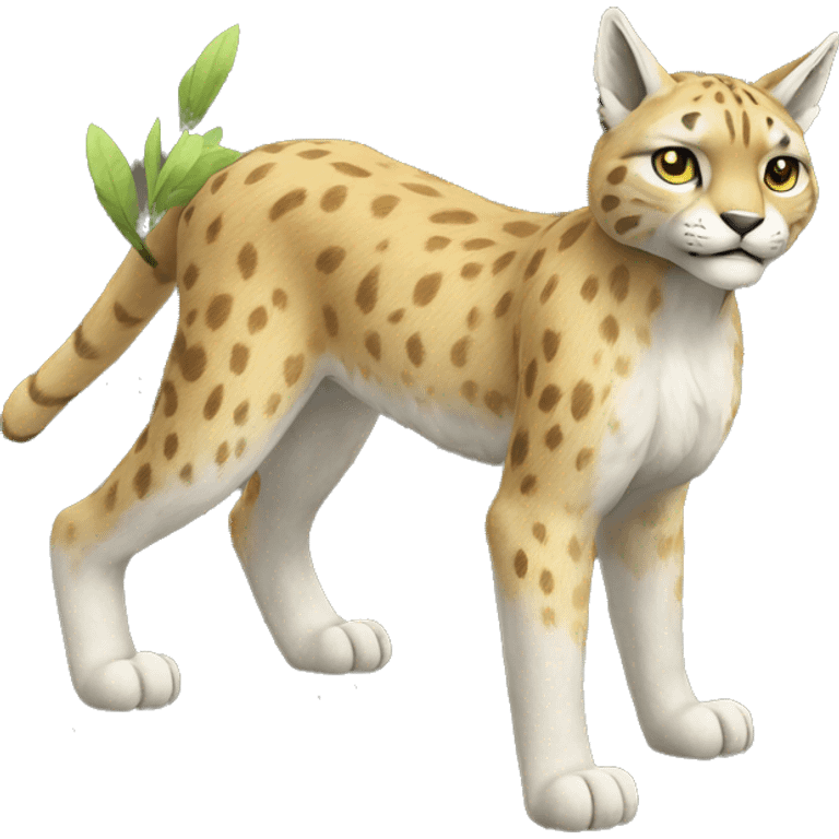 Grass-type Fakémon-Lynx full body emoji