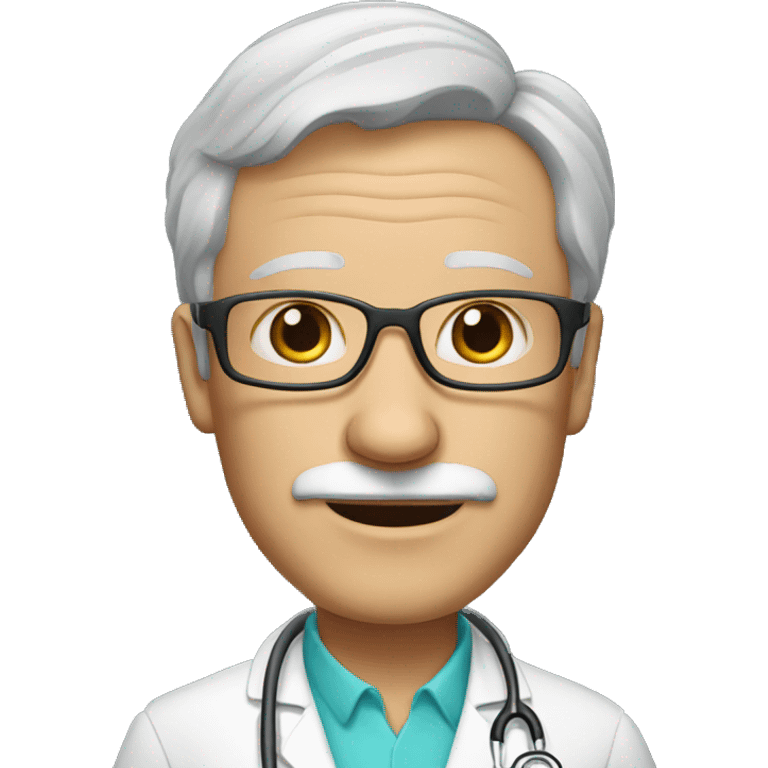 A 65 year old white male doctor with no facial hair and glasses  emoji