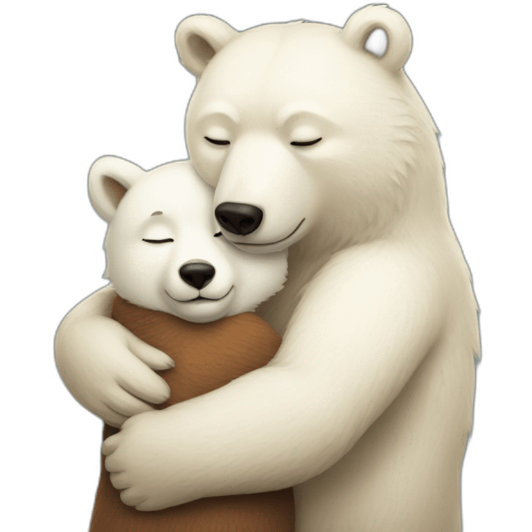 white bear hugs fox emoji