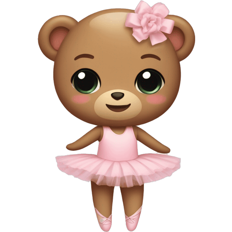 Teddy bear in a ballet pink tutu and ballet slippers emoji