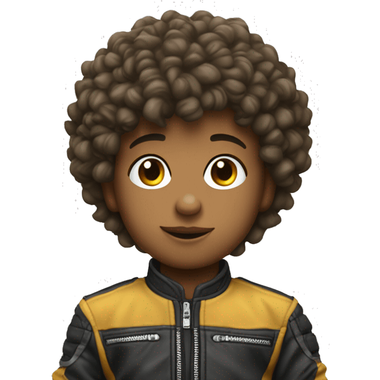 little short boy with perm on  dirtbike novhelmet emoji