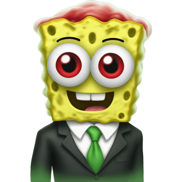 SpongeBob with red eyes and green smoke around him  emoji