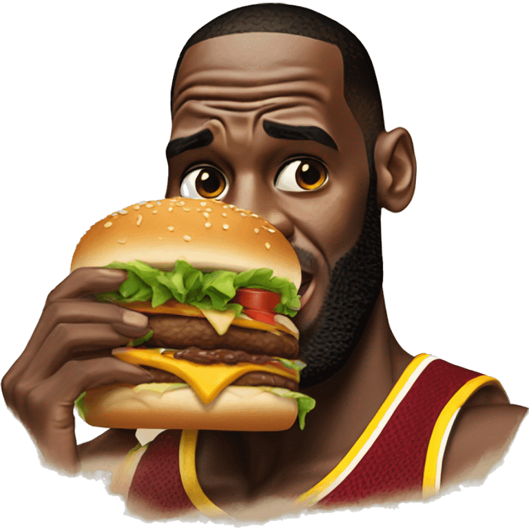 Lebron james eating a burger emoji