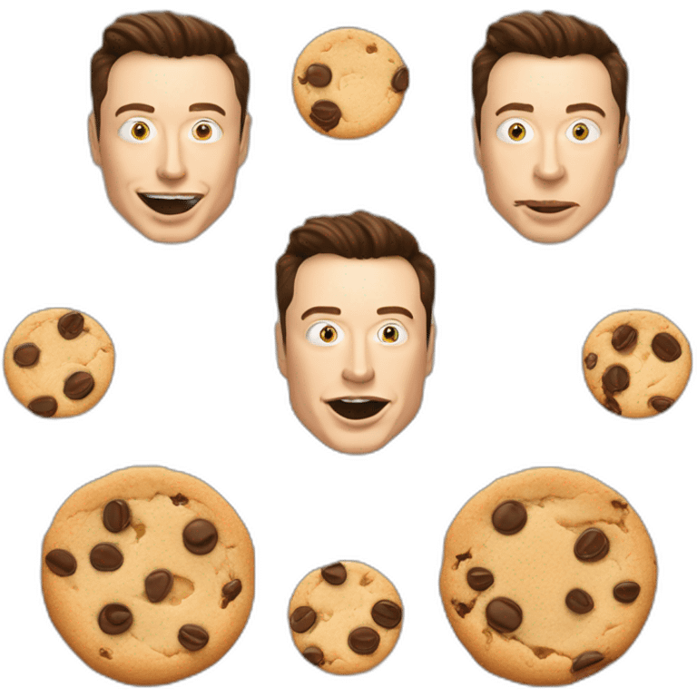 elon musk qui mange un cookie avec des yeux emoji