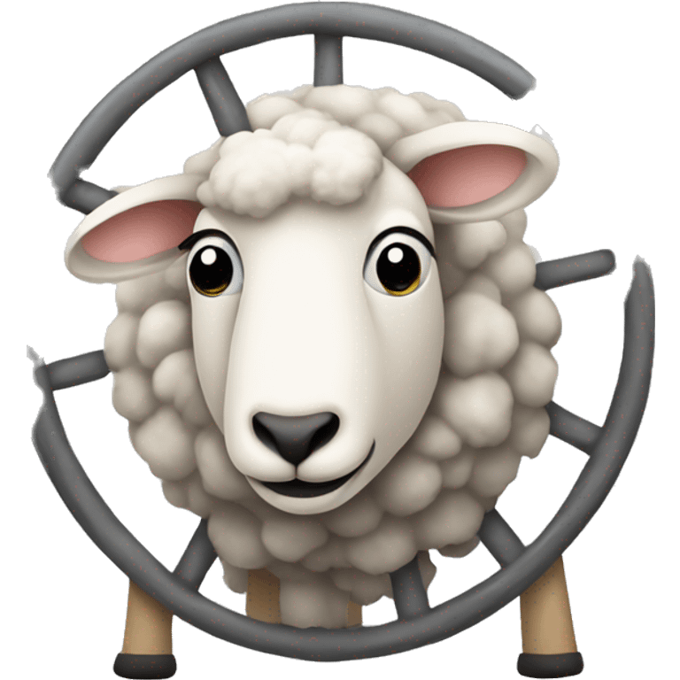 sheep wrapped around a wheel emoji