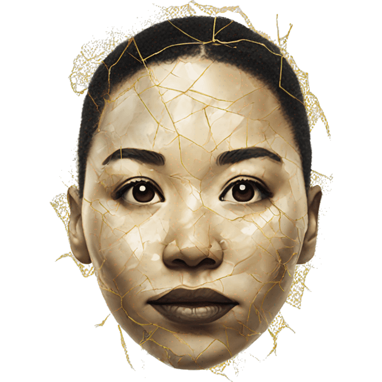 Person face portrait made entirely of galactic kintsugi emoji