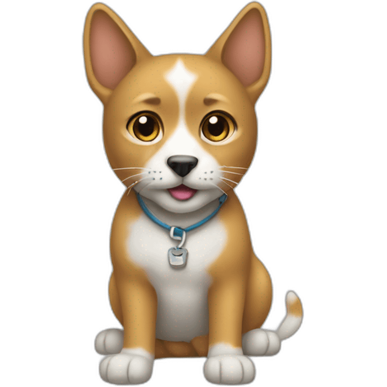 Un chat sur un chien emoji