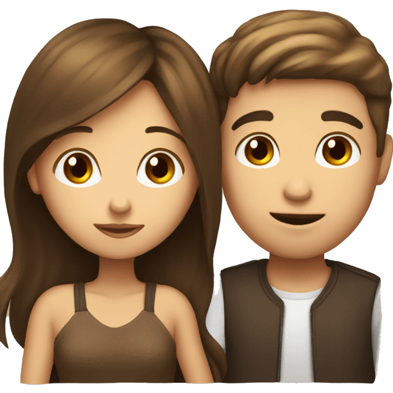 Brown hair guy kissing brown hair girl emoji