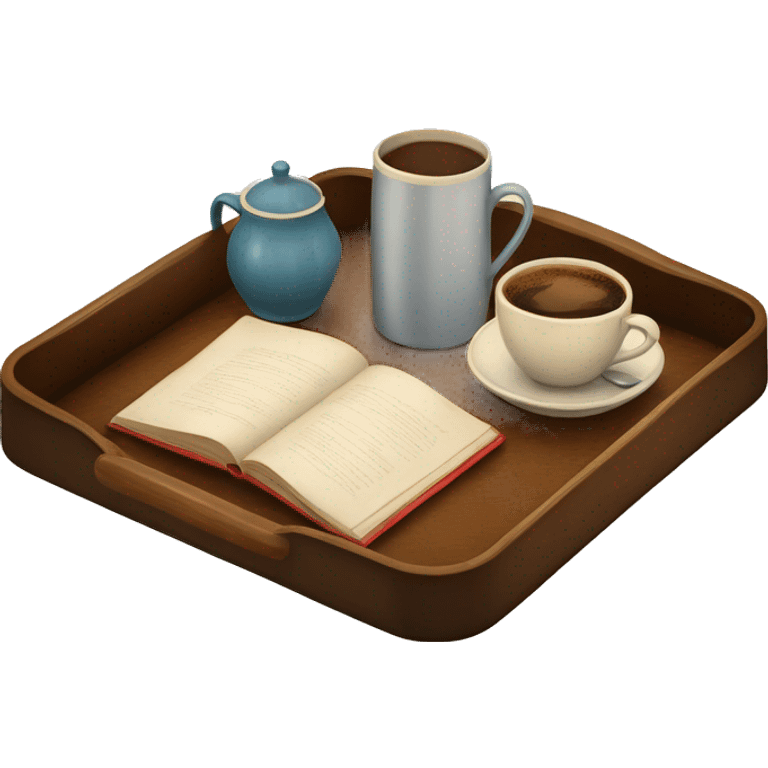 vintage tray with books and coffee  emoji