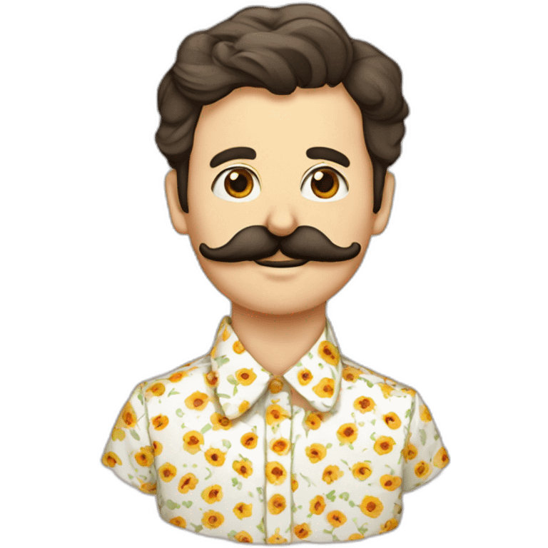 Garçon moustache chemise à fleurs emoji