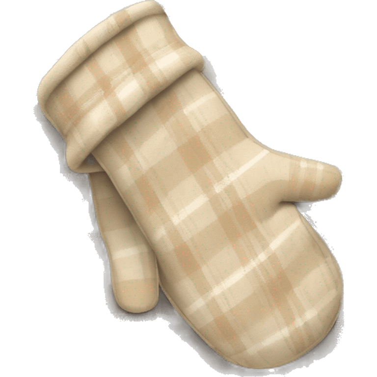 pair of plaid beige winter mits emoji