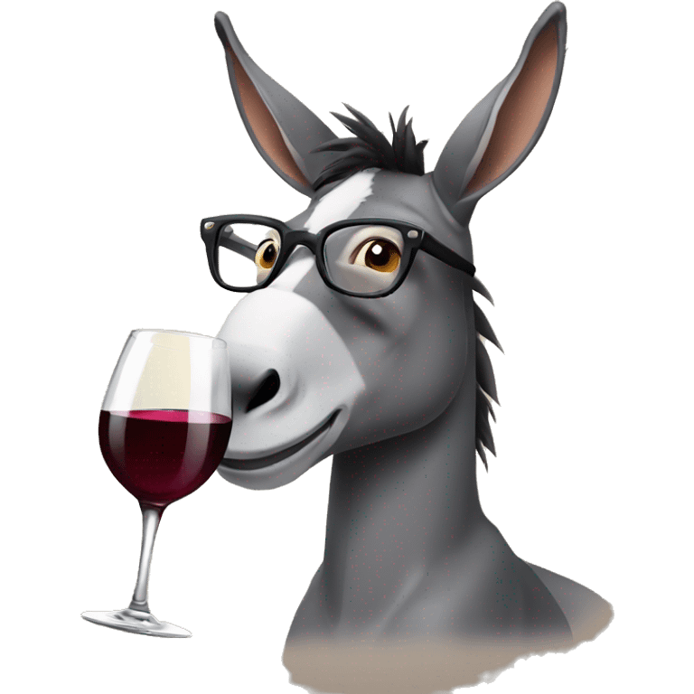 a donkey with glasses drinking wine emoji