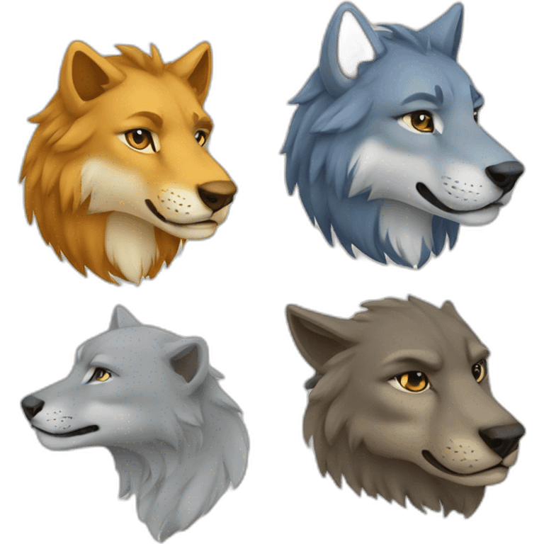 half lion, half wolf, hald dolphine emoji