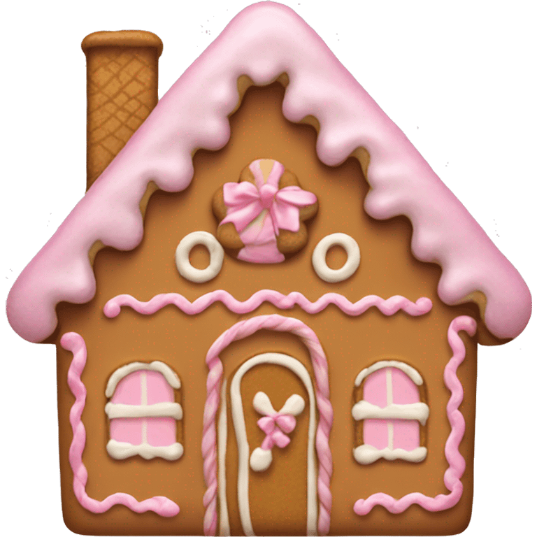 gingerbread house with a pale pink bow  emoji