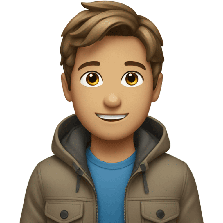 smiling boy outdoors in jacket brown hair emoji