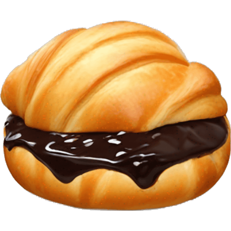 round croissant bun with chocolate topping  emoji